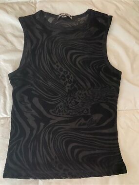 I.AM.GIA Black Velvet Burnout Tank Top
